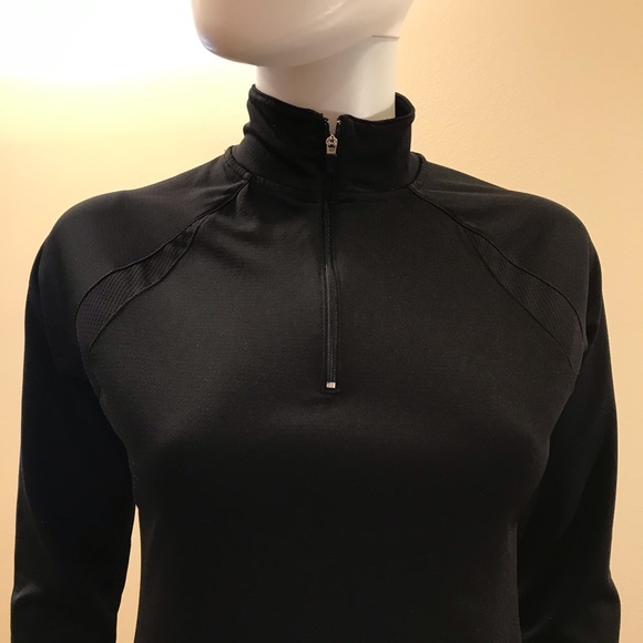 Jockey Athletic Pullover Quarter Zip Womens Size Small Black White Long Sleeve - Picture 5 of 14